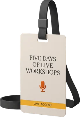 Live access badge: five days of live workshops with Rachel
